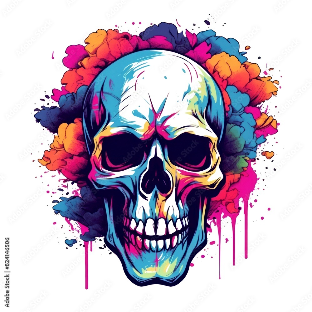 Fototapeta premium skull american style isolate white background