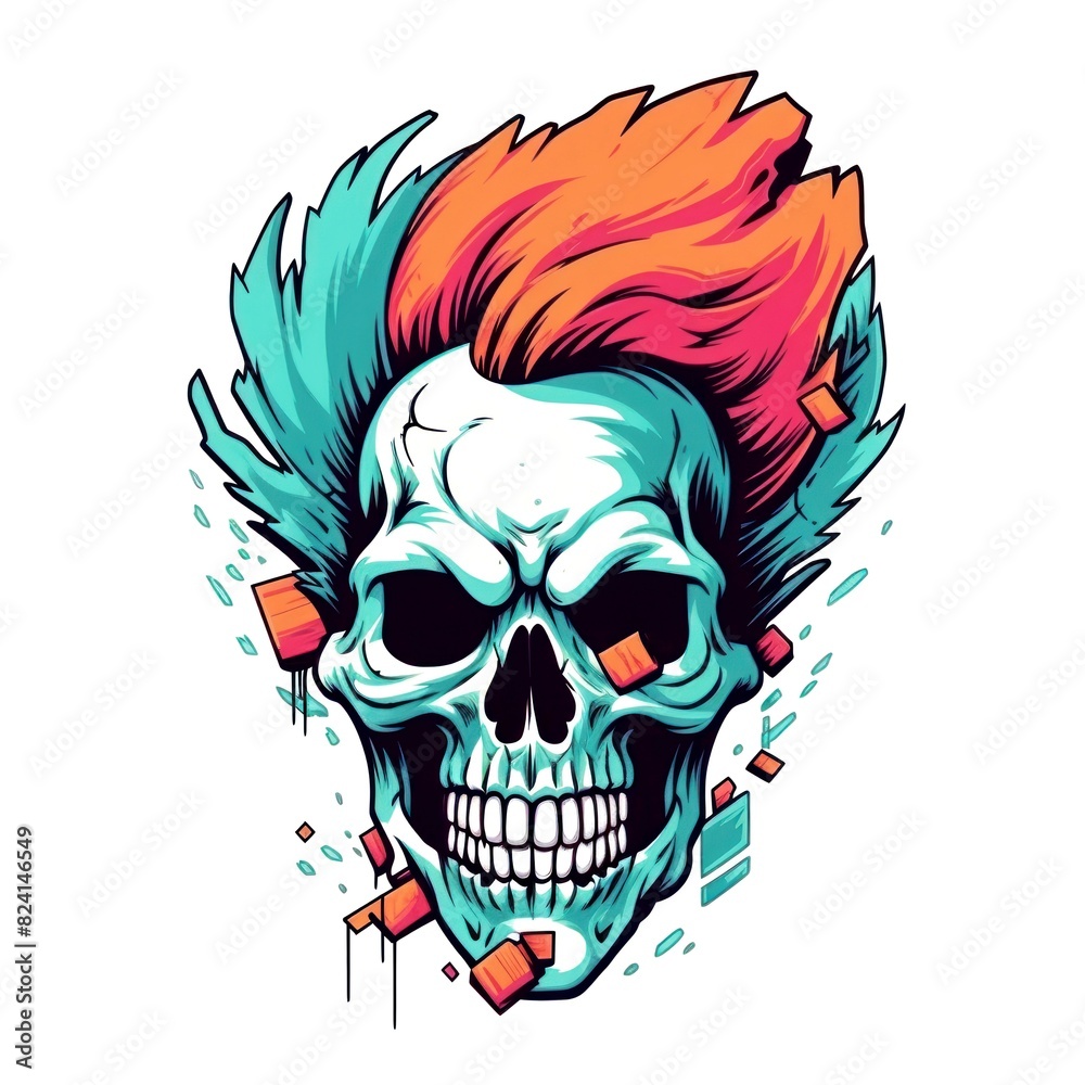 Obraz premium skull american style isolate white background
