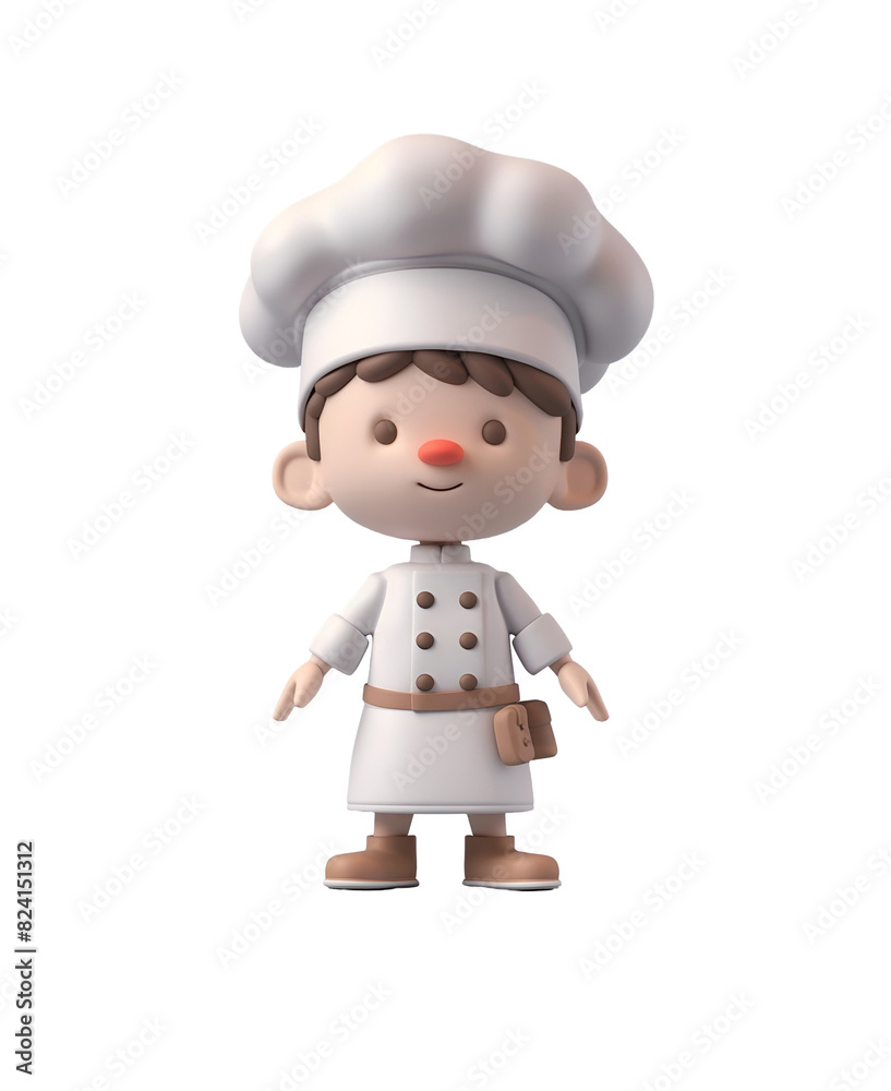 Cute Happy Chef with Chef Hat: A 3D Render Illustration in Chibi Cartoon Style, Isolated on Transparent Background, PNG Cute Happy Chef with Chef Hat: A 3D Render Illustration in Chibi Cartoon Style, Isolated on Transparent Background, PNG