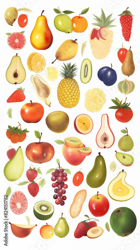 Fruits on white background 