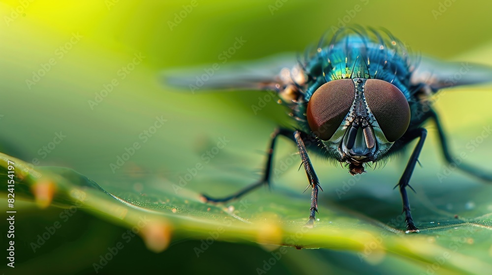 Macro photograph of a fly resting on a leaf Macro photograph of a fly resting on a leaf
