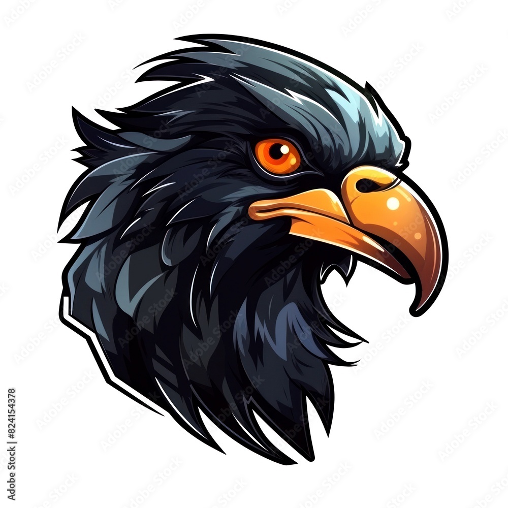 Obraz premium illustration art head of crow isolated on white background
