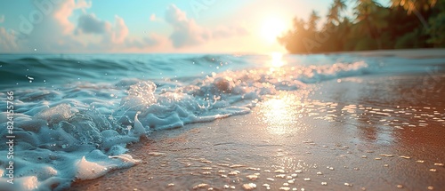 Paradise island beach. Tropical landscape of summer scene, sea waves. © Vasiliy