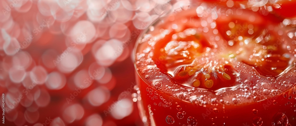 A detailed close-up shot of tomato juice. Perfect for advertising or illustrating thirst-quenching beverages. A detailed close-up shot of tomato juice. Perfect for advertising or illustrating thirst-quenching beverages.