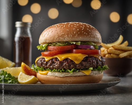 hamburger and fries photography