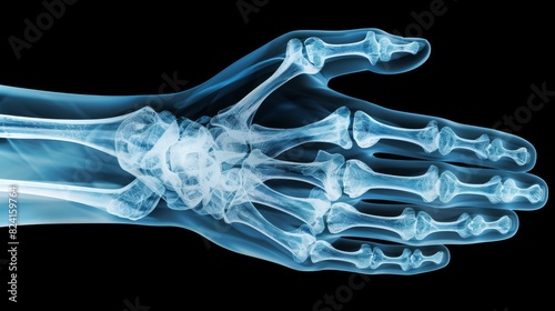An X-ray of a human hand. photo