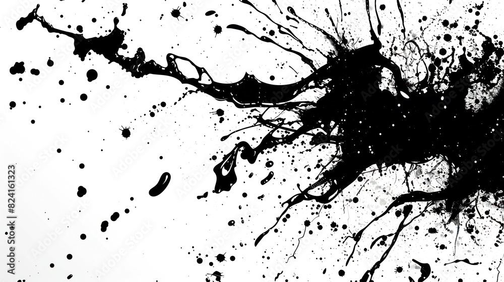 Fototapeta premium illustration splash ink and brush on white background
