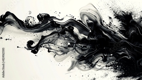 illustration splash ink and brush on white background