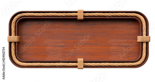 Fototapeta Naklejka Na Ścianę i Meble -  Wooden frame with rectangular rope in realistic 3d render with transparent background