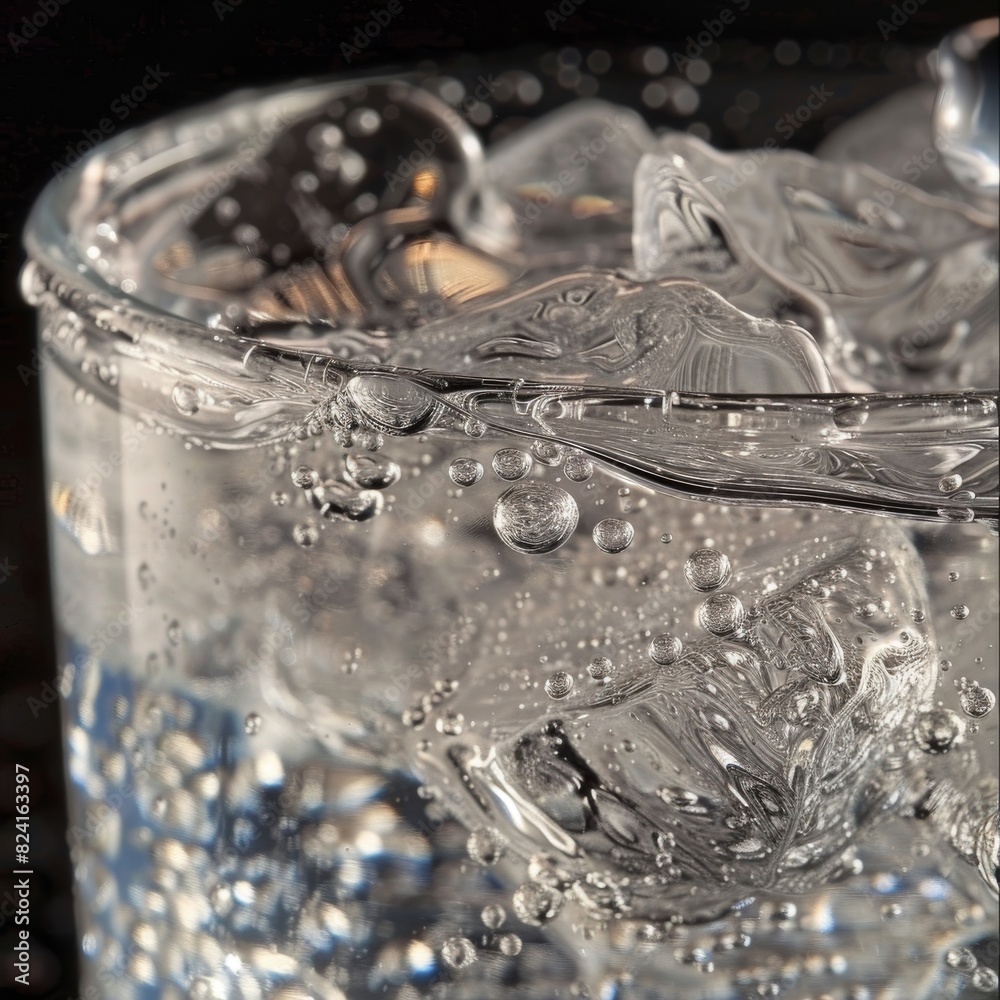 A detailed close-up shot of water. Perfect for advertising or illustrating thirst-quenching beverages. A detailed close-up shot of water. Perfect for advertising or illustrating thirst-quenching beverages.