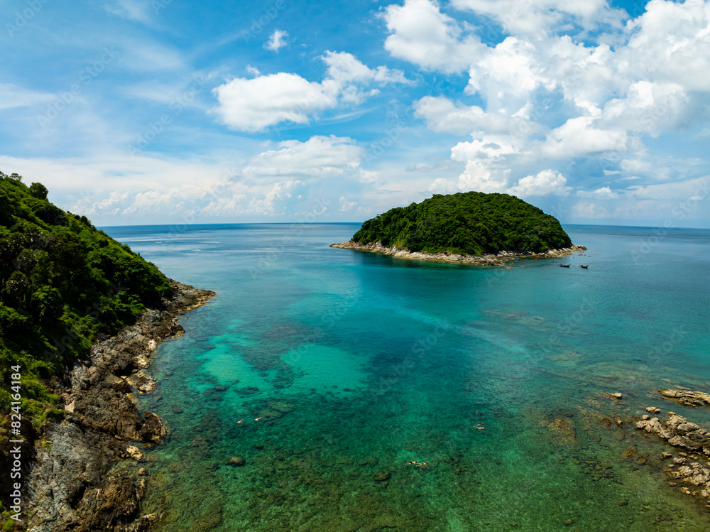 Fototapeta premium Top view Beautiful seashore in Phuket Thailand