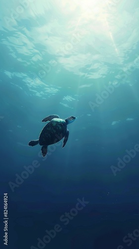 Wallpaper Mural Turtle swimming in the ocean with copy space. World turtle day Torontodigital.ca
