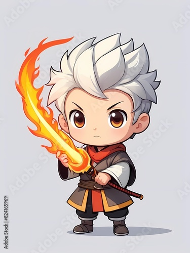 cute kawaii cartoon, prince holding sword