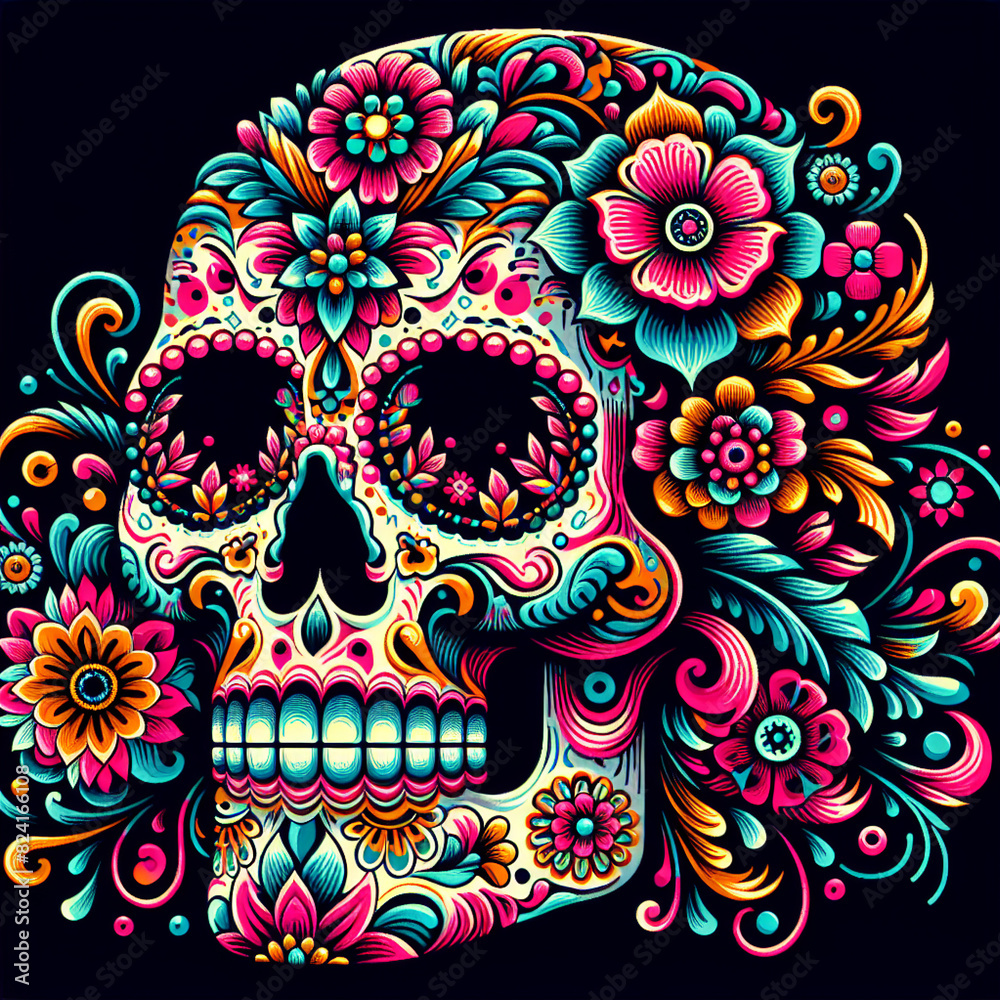 Beautiful Day of the Dead Sugar Skull Celebrations. Perfect for wallpapers, cards.