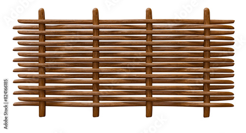 Fototapeta Naklejka Na Ścianę i Meble -  Braided Wooden fence with ropes in realistic 3d render with transparent background
