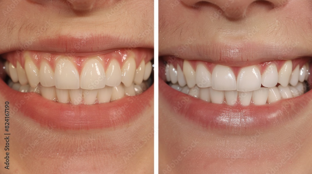 Fototapeta premium before and after teeth whitening transformation generative ai