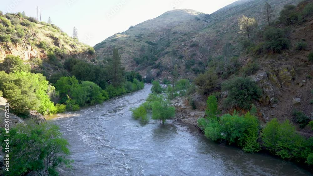 View of Kern River from Johnsondale Bridge in Camp Nelson, California.