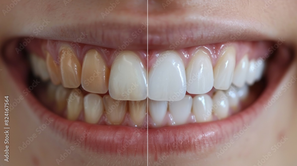 Fototapeta premium before and after teeth whitening transformation generative ai