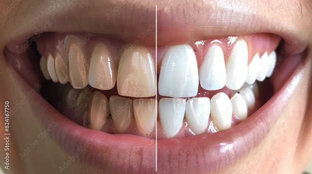 Obraz premium before and after teeth whitening transformation generative ai