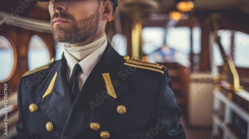 Ship captain with elegant uniform generative ai