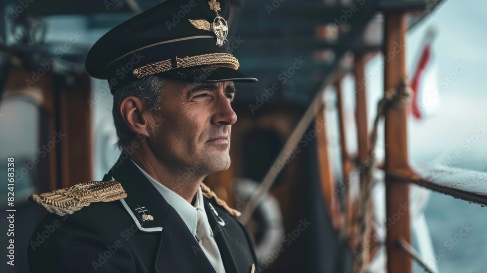 Ship captain with elegant uniform generative ai Ship captain with elegant uniform generative ai