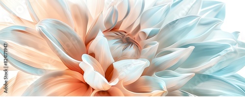 A close-up view of a delicate flower with soft pastel colors showcasing its intricate petals in an abstract style. © Imagination  World
