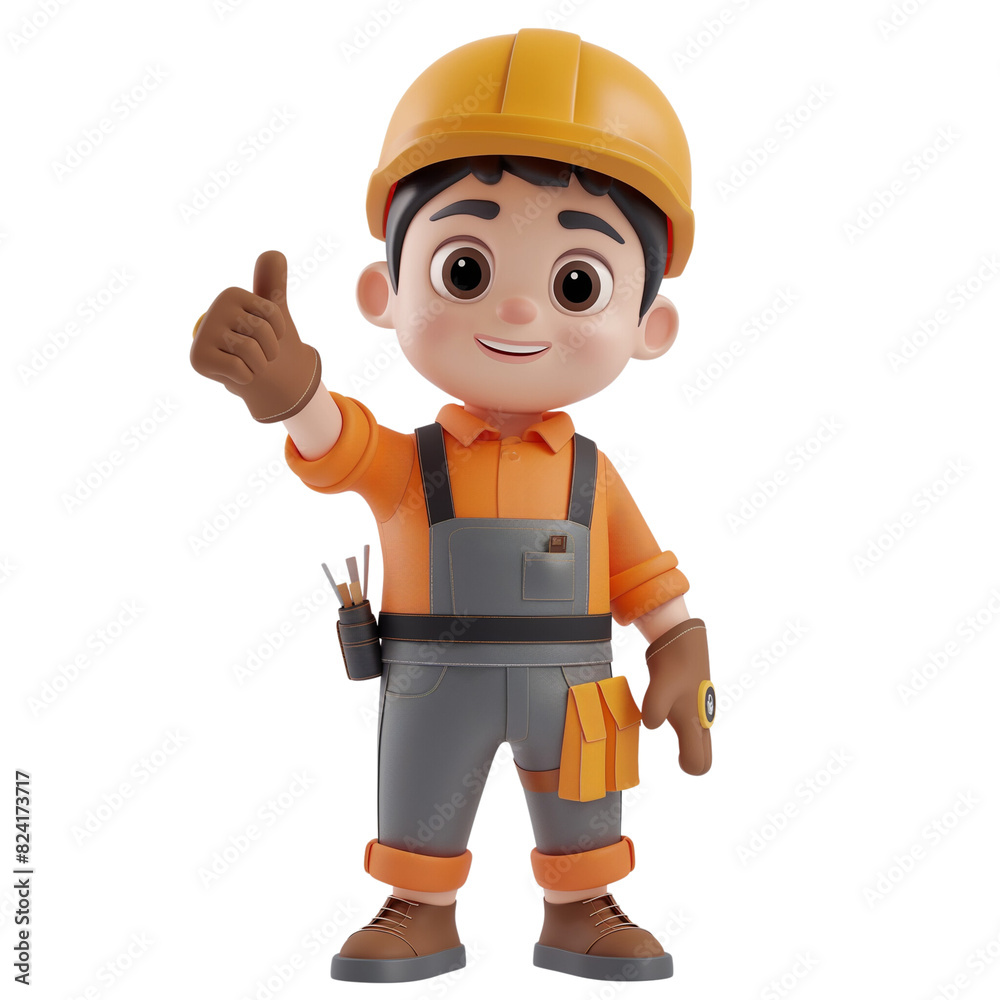 PNG Construction Worker Character Giving Thumbs Up On a Transparent Background PNG Construction Worker Character Giving Thumbs Up On a Transparent Background