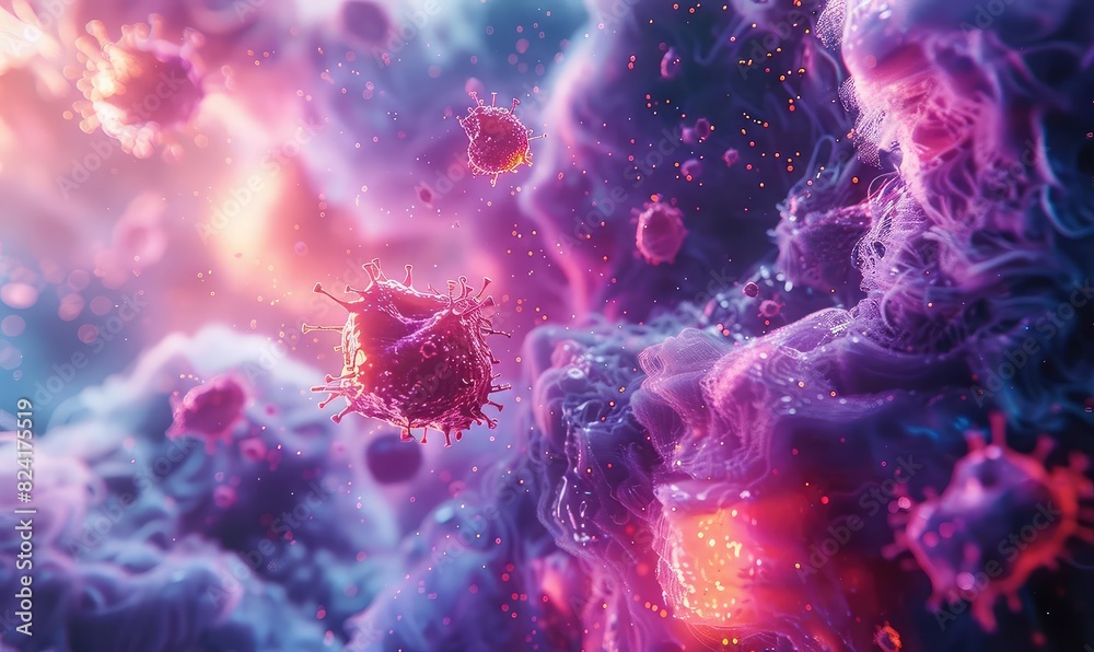 Abstract visualization of tuberculosis spread with swirling particles, Cyberpunk, Neon Colors, High Detail, Highlighting infection dynamics Abstract visualization of tuberculosis spread with swirling particles, Cyberpunk, Neon Colors, High Detail, Highlighting infection dynamics