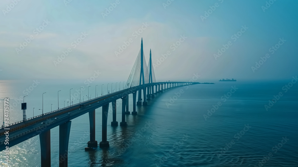 A drone shot of the Mumbai Marine Bridge, A drone shot of the Mumbai Marine Bridge,