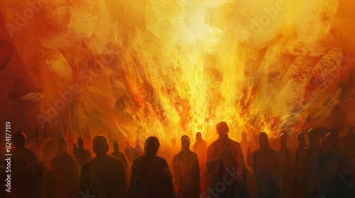 pentecost tongues of fire descending on diverse people unity in the holy spirit copy space digital painting