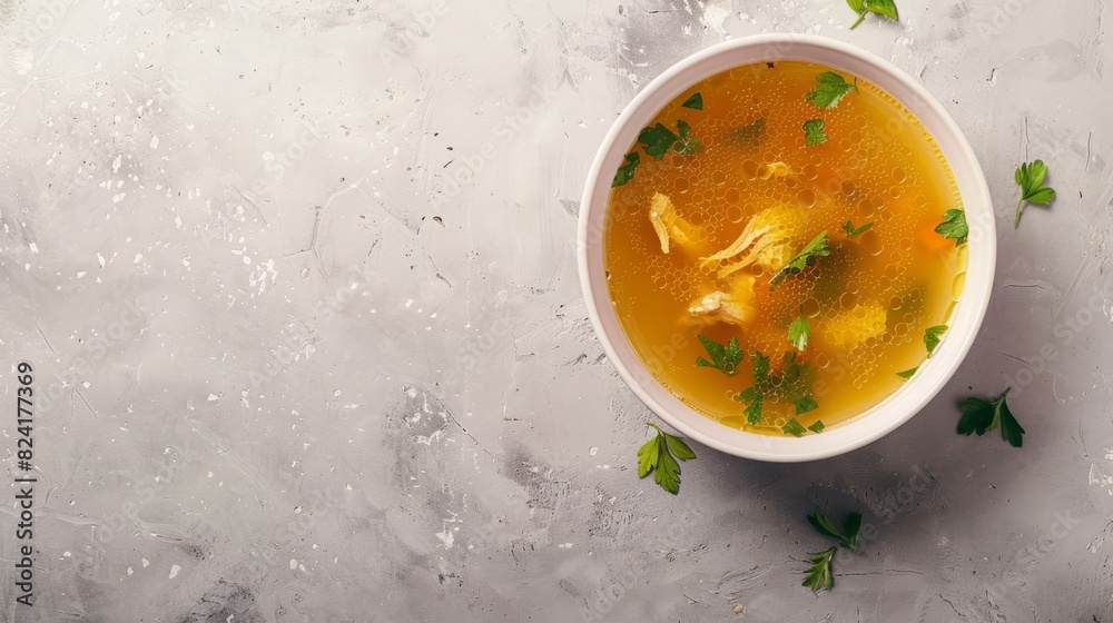 Chicken soup with copy space area. Delicious food