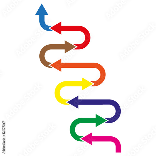 Colorful flow chart arrows. Directional process diagram. Vector sequence illustration.