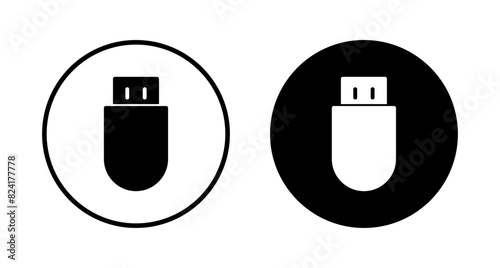 Usb icon vector isolated on white background. Flash disk icon vector