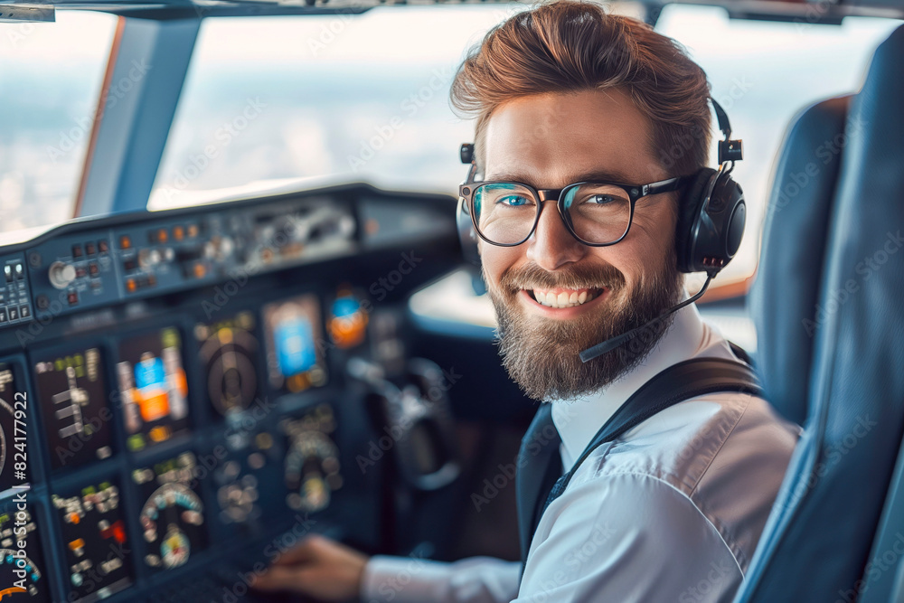 Cheerful male flight operations officer during work Cheerful male flight operations officer during work
