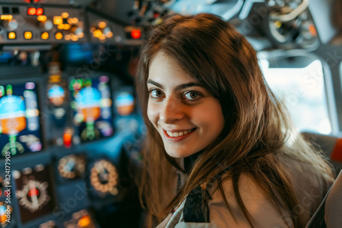 Cheerful female flight operations officer during work