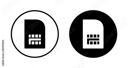 Sim card icon vector isolated on white background. Mobile slot icon. Mobile cellular phone sim card chip.