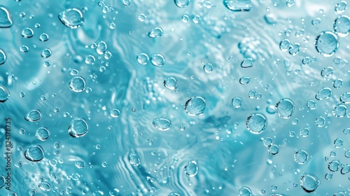 Water background with drops on blue surface. generative ai