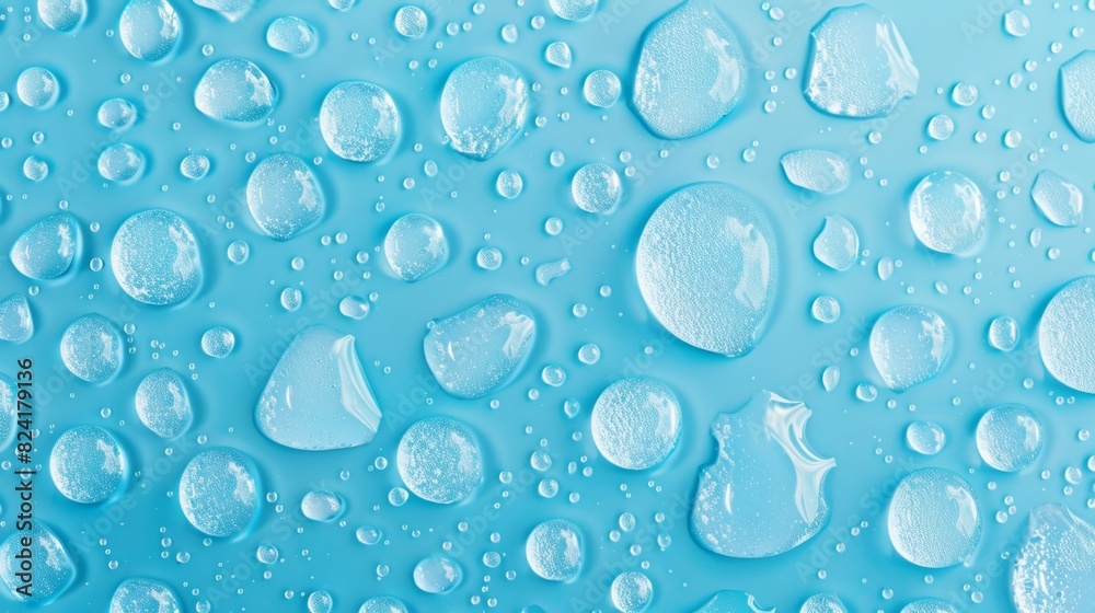Water background with drops on blue surface. generative ai