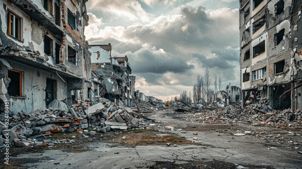 sorrowful scenery of collapsed buildings in wartorn area concept for childrens rights and conflict victims sorrowful scenery of collapsed buildings in wartorn area concept for childrens rights and conflict victims