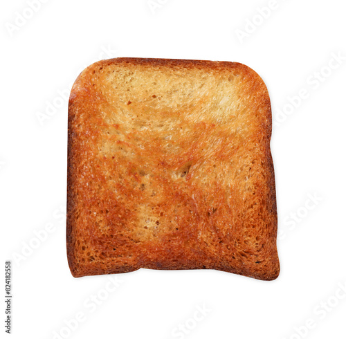 One piece of fresh toast bread isolated on white, top view
