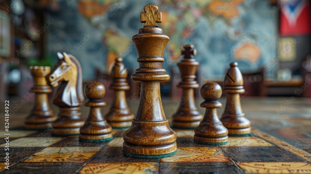 Fototapeta premium Old and antique wooden chess board