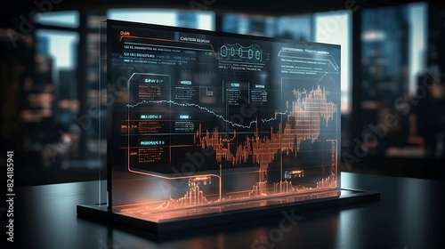high-tech trading floor with transparent displays showing real-time market data. Generative AI