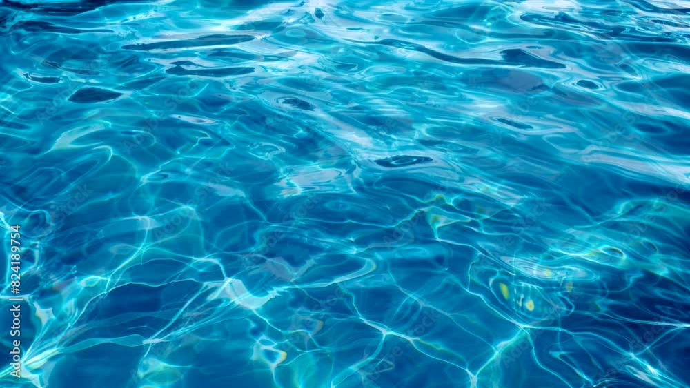 blue water flow background on swimming pool for summer concept video looping background 