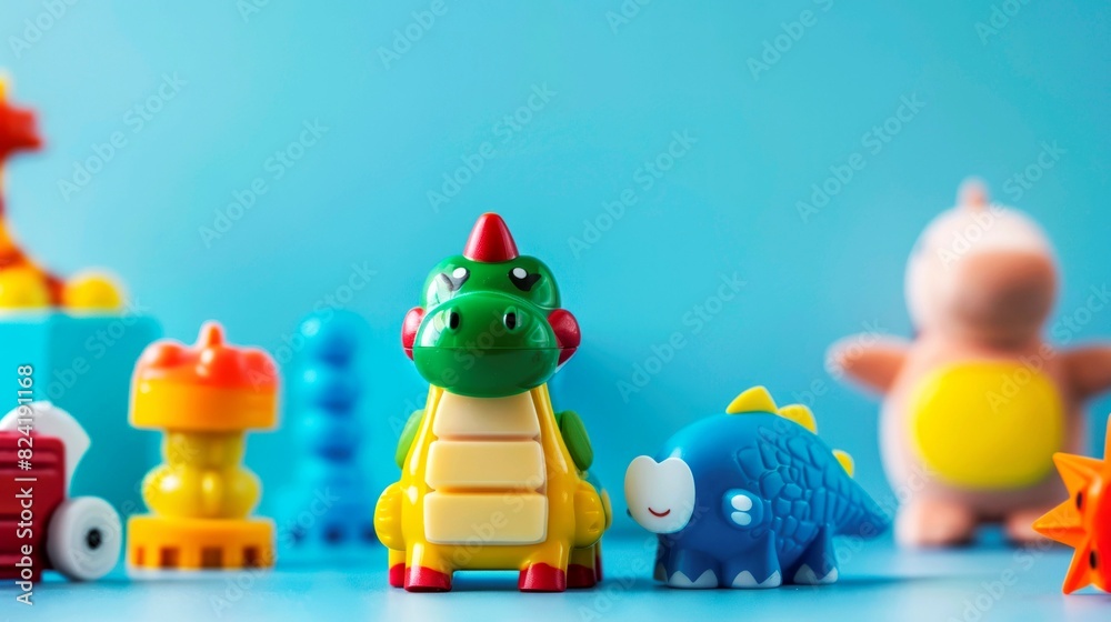 Naklejka premium illustration toys on clean blue background