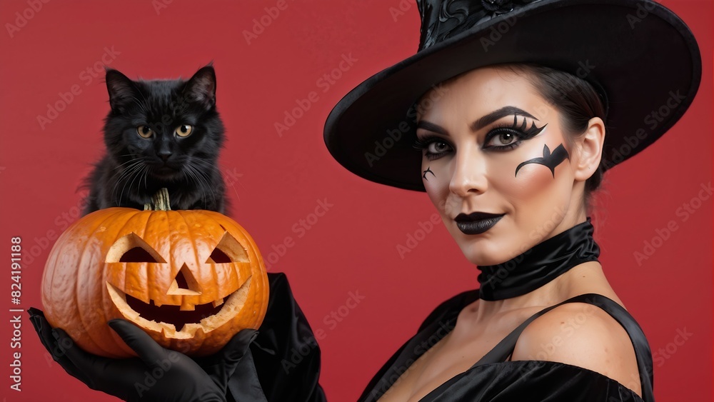 halloween witch with pumpkin halloween witch with pumpkin