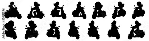 Moped scooter silhouette set vector design big pack of illustration and icon