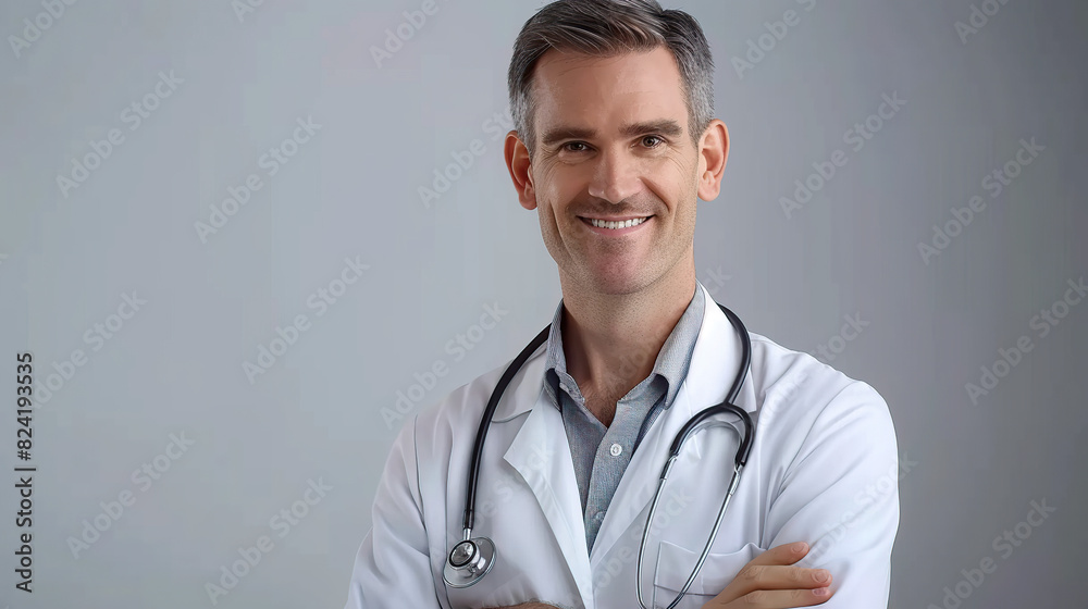 friendly doctor in a white coat smiles confidently for the camera friendly doctor in a white coat smiles confidently for the camera
