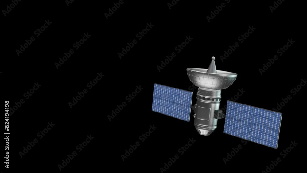 Satellites floating in space move from left to right Satellites floating in space move from left to right