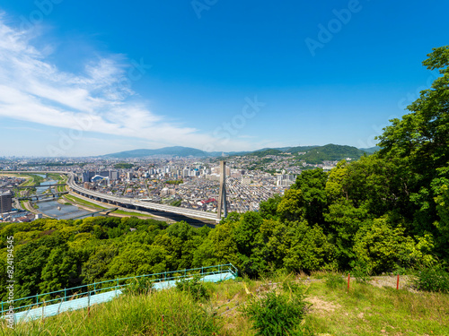 大阪府池田市の五月山ドライブウェイから見る都市景観