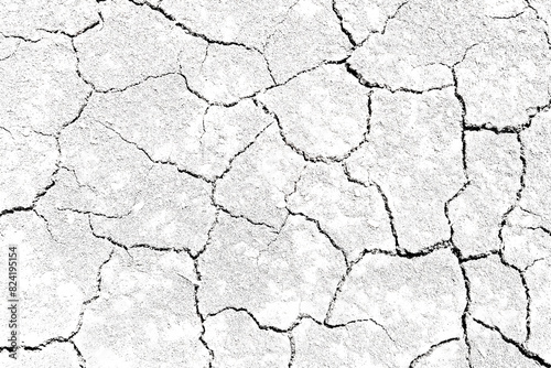 Texture soil dry crack background pattern of drought lack of water of nature white black old broken.